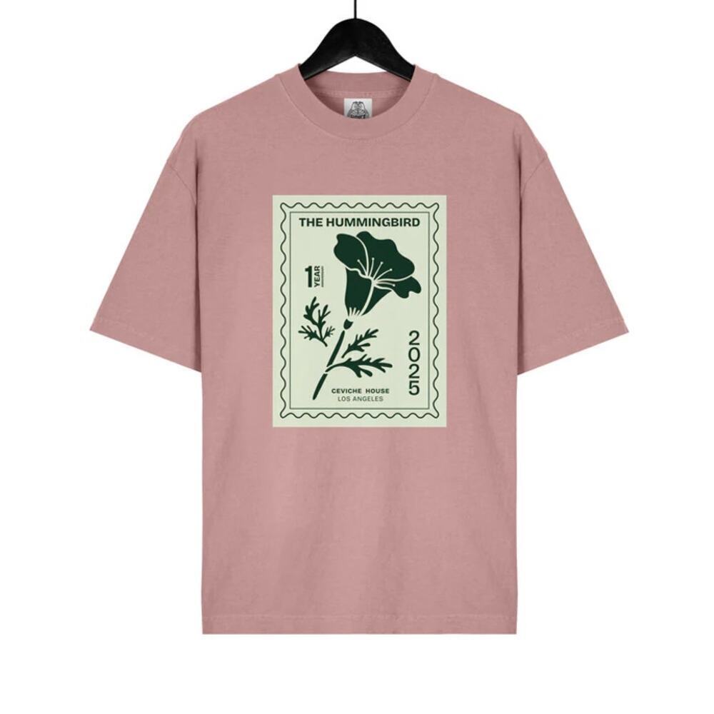 Sudaca Women's Pink 100% Cotton Hummingbird Cantuta Crew Neck T-Shirt Size M